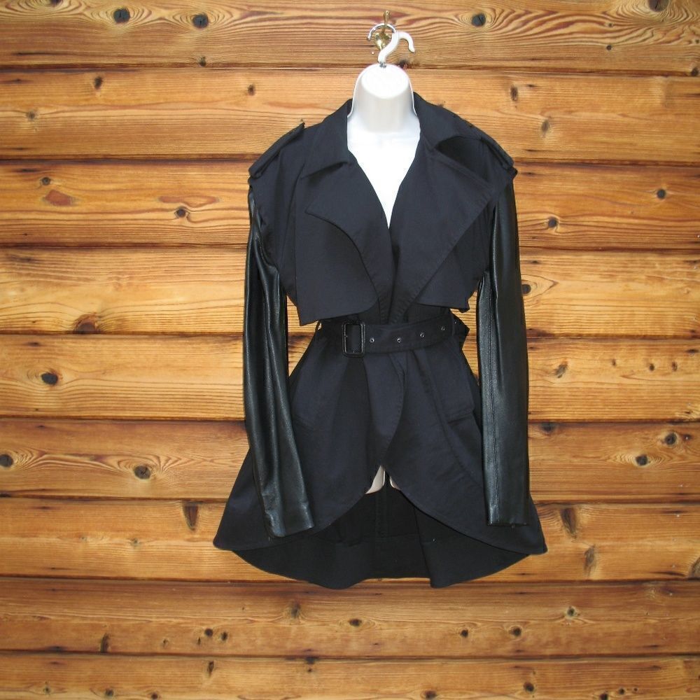 Preen by Thorton Bregazzi Black Trench Coat - Picture 2 of 8